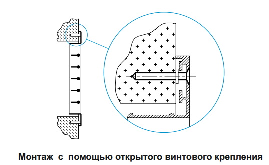 Схема открытого винтового крепления стальных регулируемых решеток