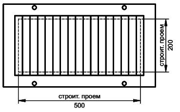 Пример 1: выбор решетки РА2Н для горизонтального проема с регулировкой вверх-вниз