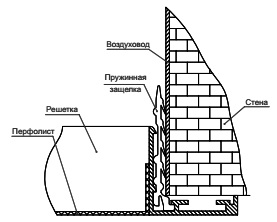 Схема монтажа решетки РС8 со скрытым креплением
